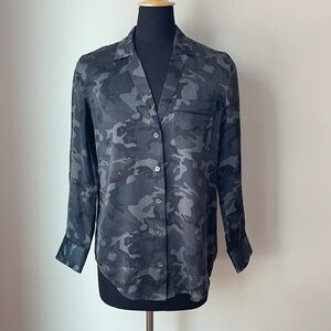 Equipment Camouflage Print Silk Blouse